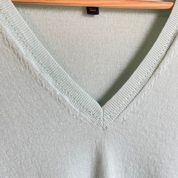 Banana Republic Womens Light Turquoise Merino Wool V-Neck Sweater, Size M - Picture 6 of 15